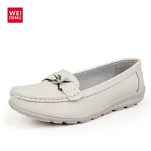 WeiDeng/женские лоферы-мокасины из натуральной кожи на плоской подошве с металлическими украшениями, mocassin homme zapatos mujer, мокасины без шнуровки, резиновая обувь