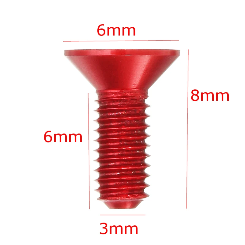 SULEVE 10 шт. M3* 8 мм алюминиевый сплав плоский винт Шестигранная розетка потайная головка винты анодированный Цвет красный оранжевый фиолетовый розовый