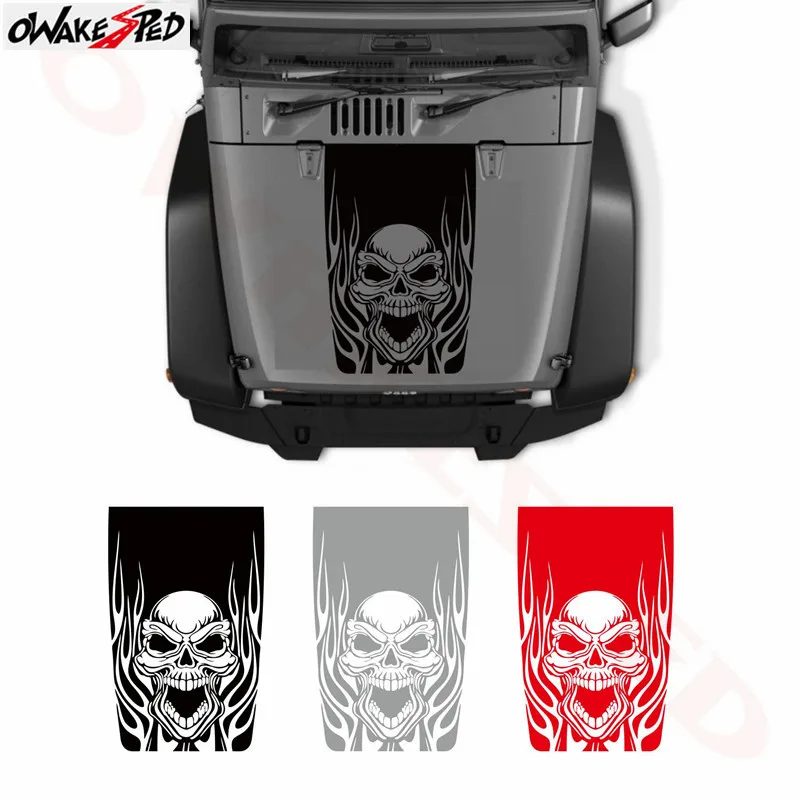 

Skull & Flames Graphics Vinyl Sticker Pickup Trunk Head Decor Decal Cover Engine Accessories Stickers For Jeep