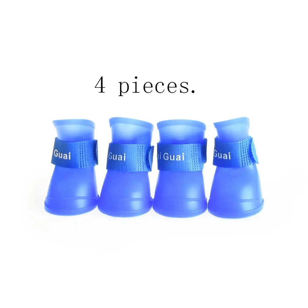 

Dog Shoes Silica Gel Waterproof 4pcs/Set For Pet Dogs Teddy Dog Anti Slip Pet Rain Shoes Pets Accessories Boot