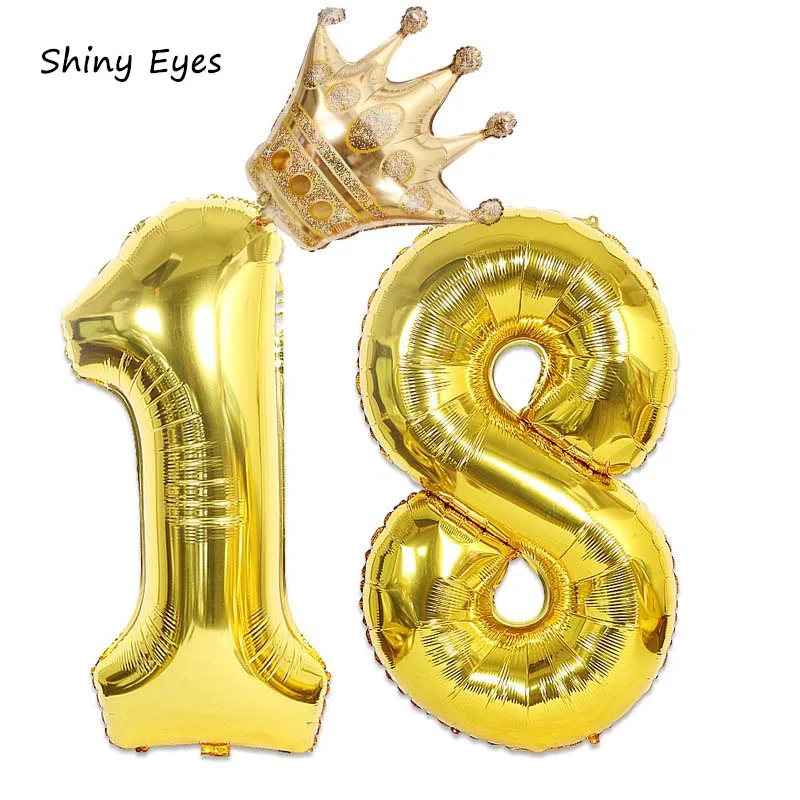 

Shiny Eyes 32inch 16th 18th 20th 21st 30th 40th 50th Happy Birthday Balloon Rose Gold Number Ballons Birthday Party Decoration