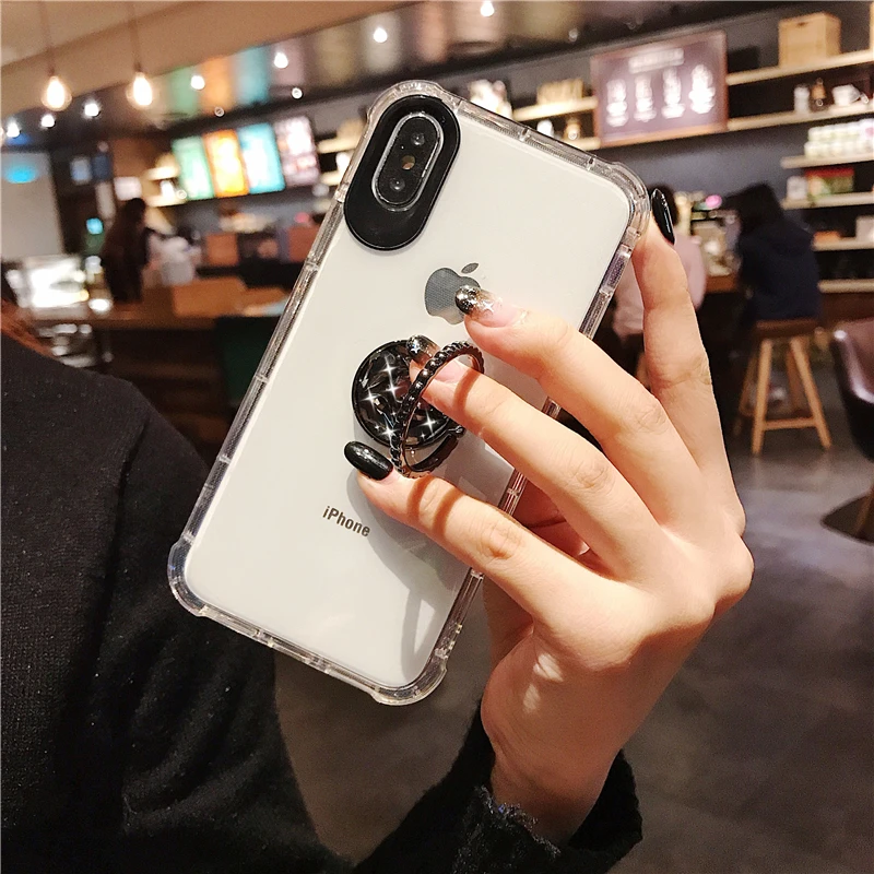 HUANQINGLuxury water drill iPhone xsmax phone shell for 7 Plus 6 6 S 6 Plus 8 Plus 8 Plus X XR TPU support transparent soft shell01