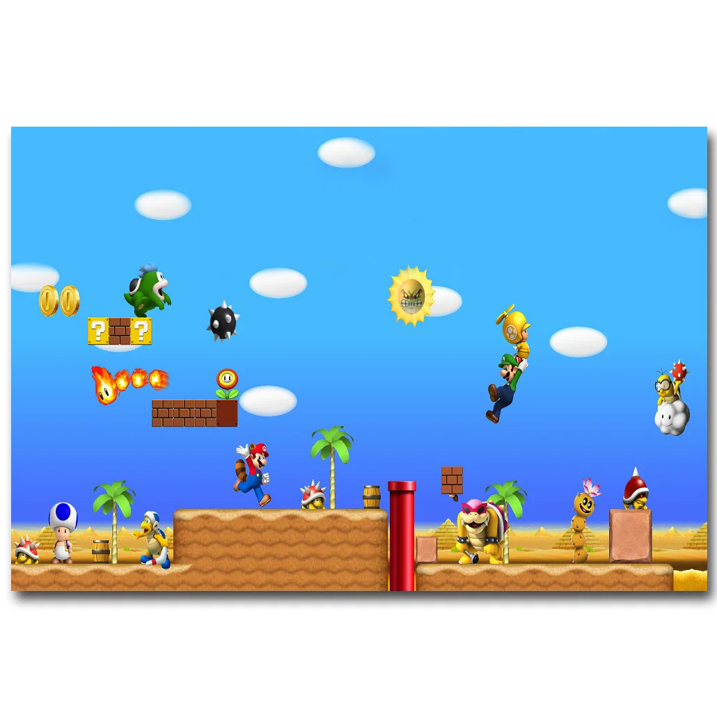 3d-постер Super Mario из шелковой ткани с принтом 13x20 24x36 дюймов Vedio Игровые картинки для