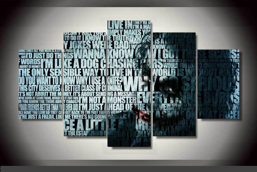 

Art Abstract Indoor Decor 20x35cmx2,20x45cmx2,20x55cm Joker Character Movie canvas decoration 5 pieces