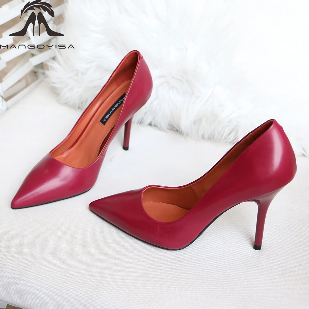 Pointed High Heels/Women's Pumps Are Designed For Sexy Fashion Women For Party And Made Of Genuine Leather 2019 MANGOYISA