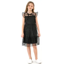 Вечерние платья для девочек-подростков летняя детская одежда черные сетчатые платья для детей 5, 10, 12, 14 лет Модные Вечерние Платья принцессы для девочек