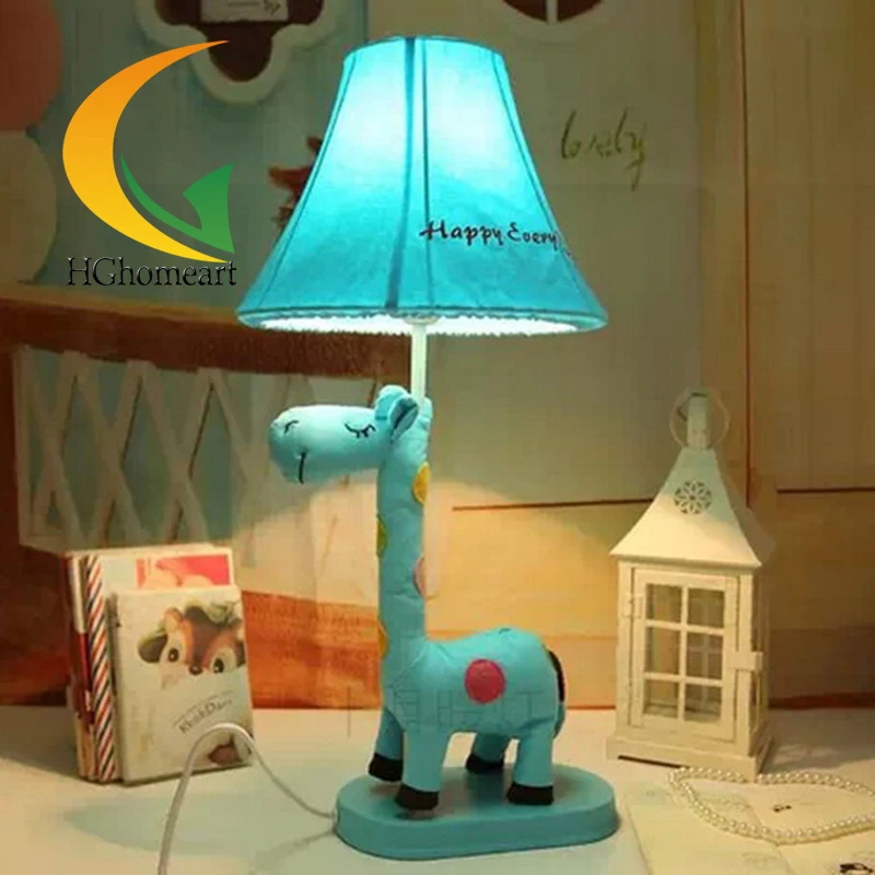 

Children's cartoon table lamp cloth fabric desk lamp living room pastoral style pet animal bedside lamp for kids