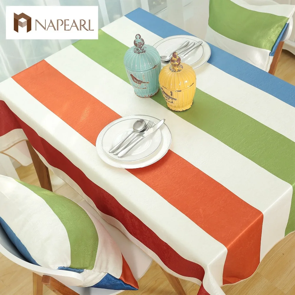 Modern colorful striped tablecloths large family dining table cloth