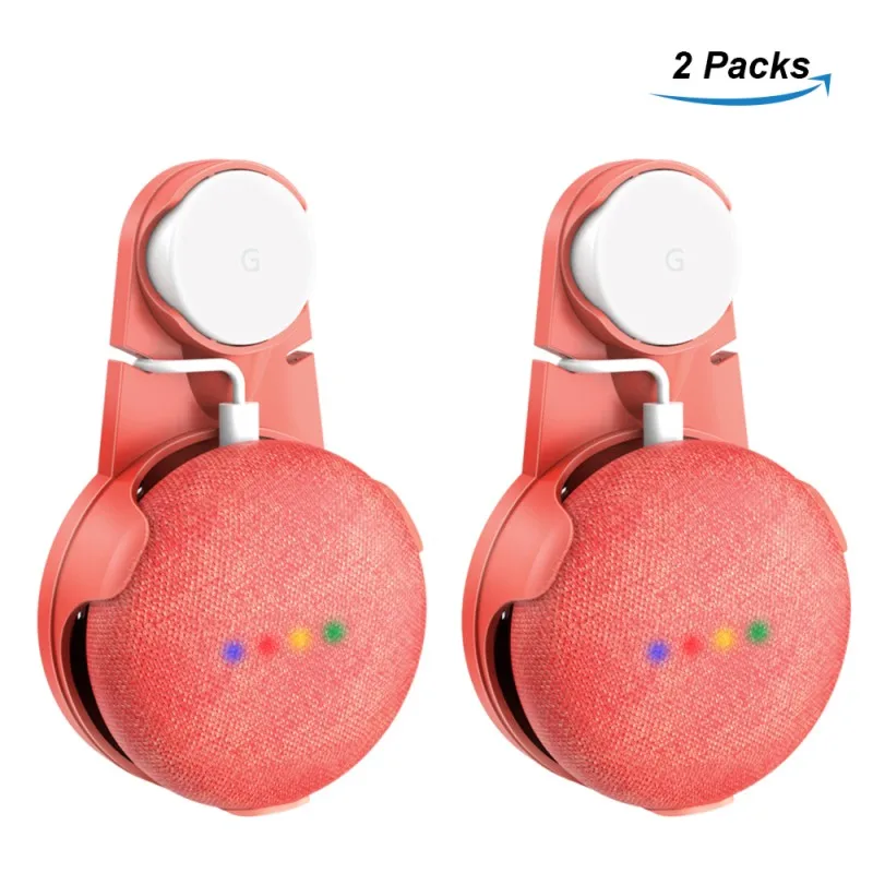 CORAL 2PCS Выход подставка для настенного монтажа вешалка для Google домашний мини-голосовых помощников компактный держатель Чехол вилку в для кухни ванной спальни - Цвет: CORAL 2PCS
