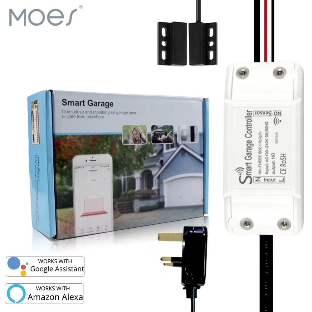 

WiFi Smart Garage Door Controller Smart Life APP Remote Open Close Monitor Compatible With Alexa Echo Google Home No Hub Require