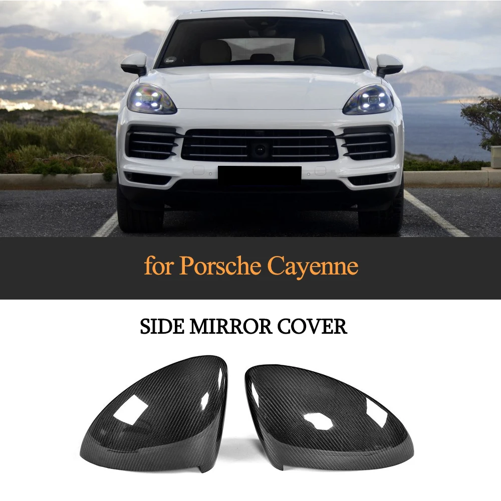

Carbon Fiber Car Rear Side Mirror Covers Trim Fender for Porsche Cayenne 2018 Add On
