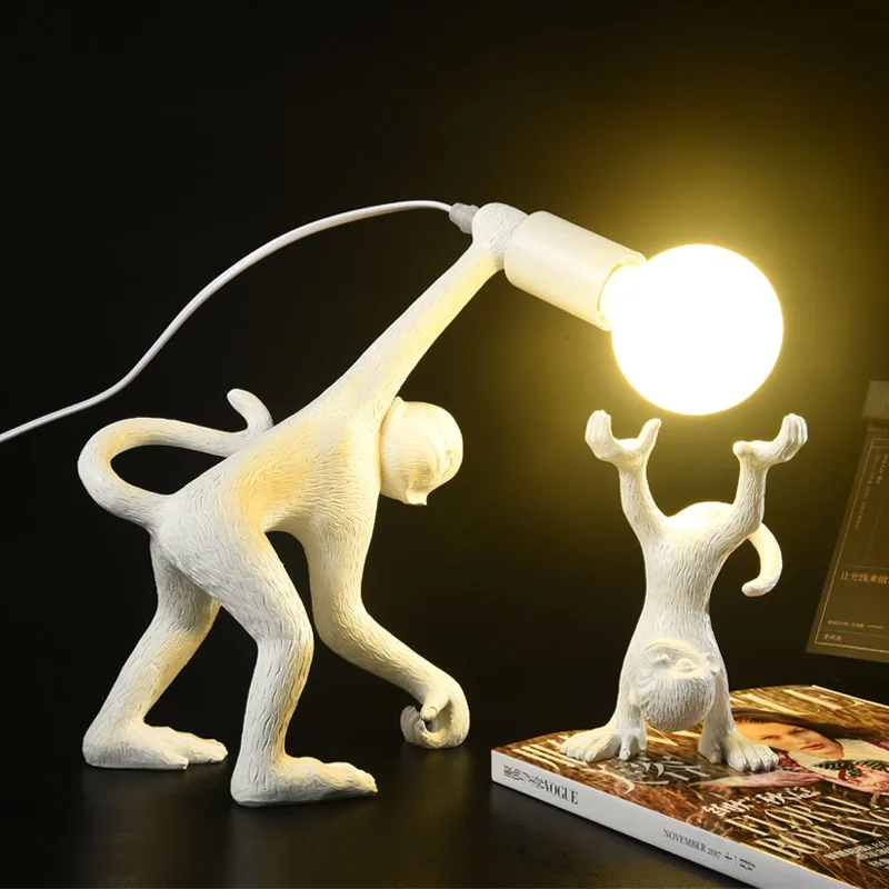 

Modern Nordic Resin Monkey Lamp LED Table Lights Living Room Restaurant Bedroom Decor Table lamps Kitchen Fixtures Suspension
