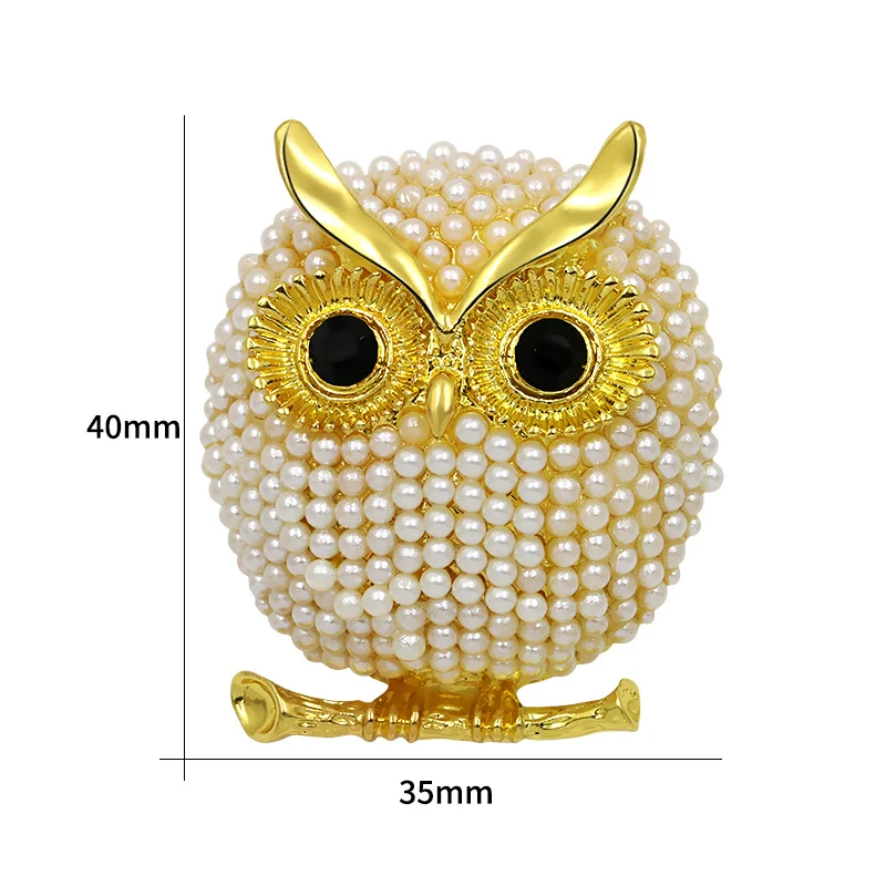 CHUKUI Simulated Pearl Brooch Animal Owl Brooches For Women Party Accessories Wedding Decoration Christmas Jewelry Brooch