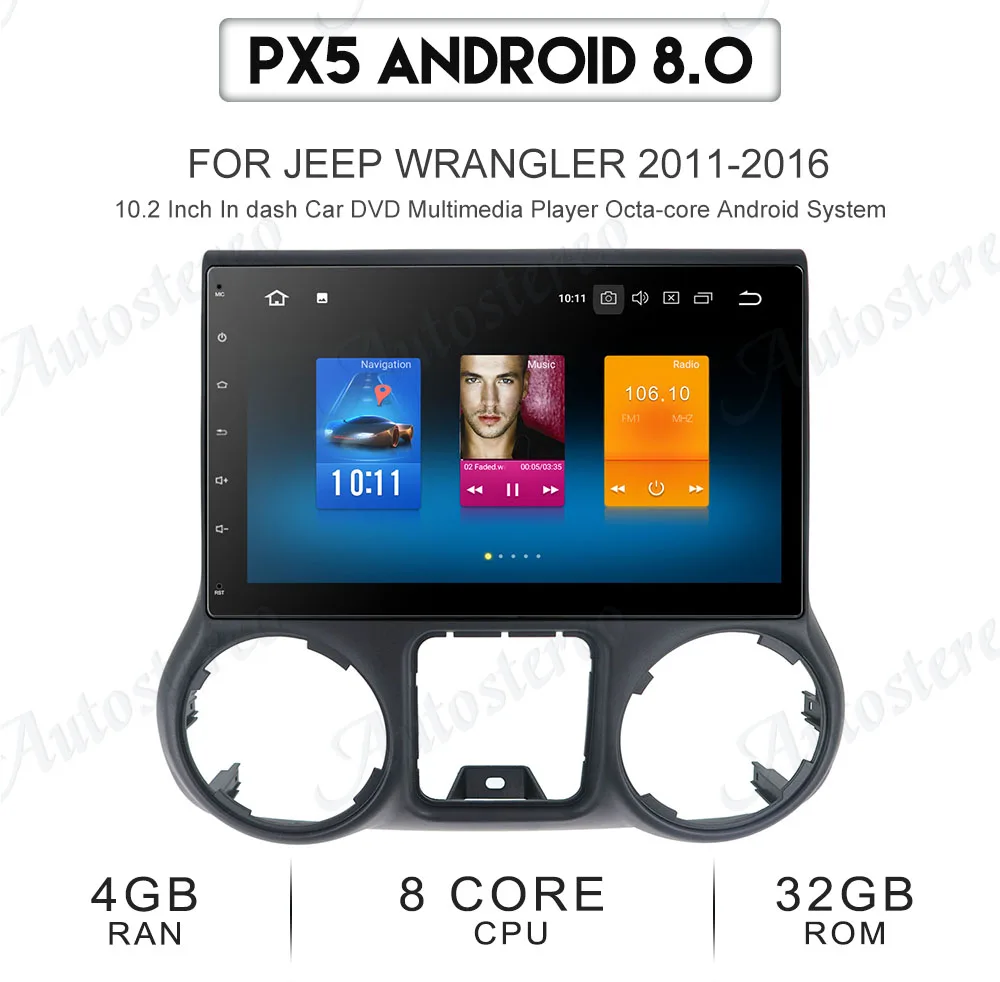 Excellent Android 8 Car DVD Player GPS navigation For Jeep grand wrangler 2011+ headunit multimedia player radio tape recorder head unit 8