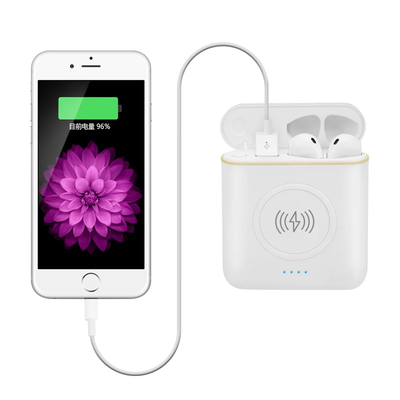 XT6 TWS wireless Bluetooth sports headphones with smart phone wireless charging +5200mAh+charging box noise reduction headphones