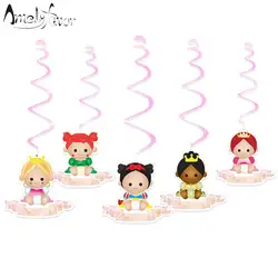 Для девочек Baby Shower тема Потолочные Подвесные декоративные завитки принцесса детей торжественное мероприятие День рождения украшения