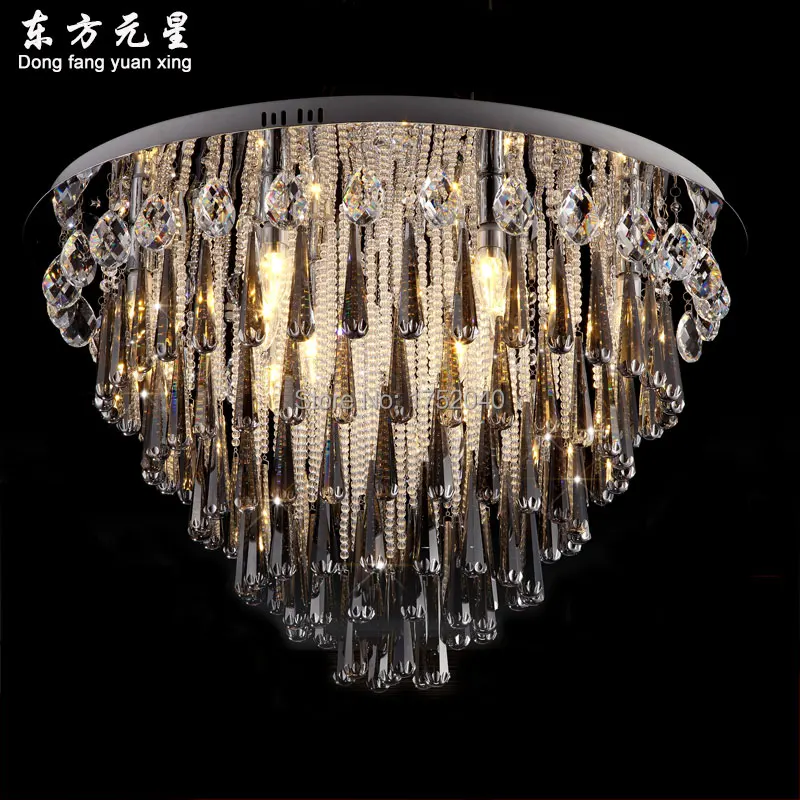 

crystal chandelier lamp round light smoke gray crystal lighting living room bedroom lamp restaurant lamp