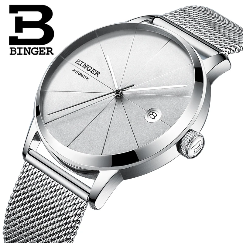 سويسرا بينغر العلامة التجارية الساعات الحركة التلقائية الرجال الميكانيكية ووتش كامل شبكة من الاستانلس استيل الفرقة ساعة relogio masculino سويسرا بينغر العلامة التجارية الساعات الحركة التلقائية الرجال الميكانيكية ووتش كامل شبكة من الاستانلس استيل الفرقة ساعة relogio masculino