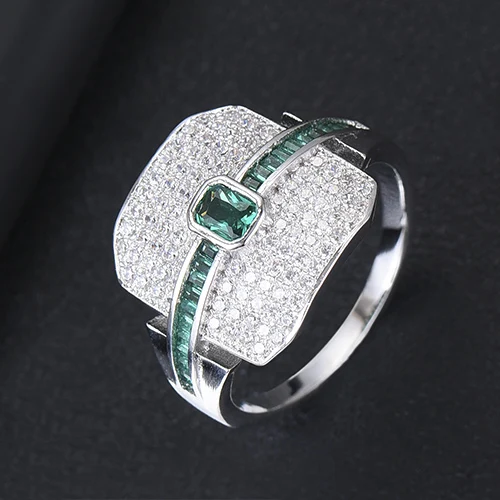 GODKI Monaco, дизайнерские Роскошные стекируемые кольца-чокер для женщин, свадебные с кубическим цирконом, обручальное, Дубай, американское свадебное кольцо на палец - Цвет основного камня: Green White gold