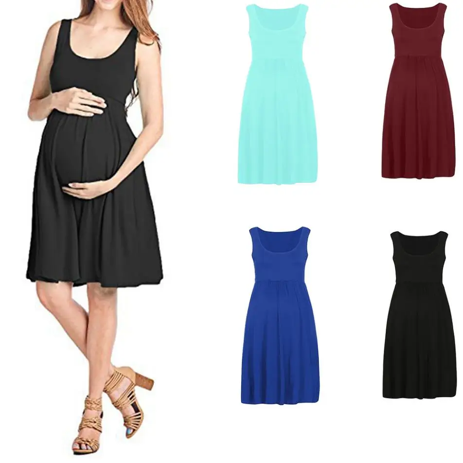 2018 Casual Solid Women Long Dresses Maternity Nursing Dress for Pregnant Women Pregnancy dress