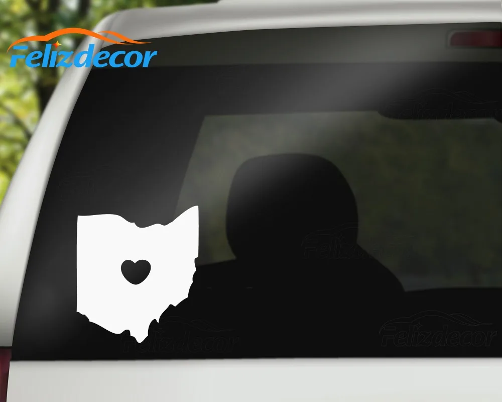 Черный/WhiteI LOVE OHIO знак страны модный современный стикер для кузова автомобиля