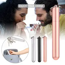Портативная телескопическая соломинка из нержавеющей стали для путешествий, складывающиеся 304 пищевые красочные упаковочные наборы из нержавеющей стали