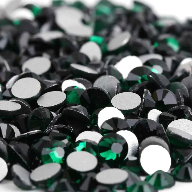 Супер Блестящий 288 шт./пакет, ss34(7,0-7,3 мм разноцветный Б ез исправлений 3D камешки для дизайна ногтей с плоской задней частью стразы стекло нейл-арта украшения - Цвет: Emerald