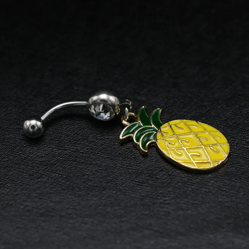Fashion Lovely Fruit Dangle Belly Button Rings Surgical Steel Navel Piercing Bar Ombligo Nombril Anti-allergic Body Jewelry Girl6