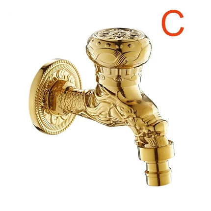 Кран Bidcock, латунный, роскошный, золотой дракон, для ванной, стиральная машина, кран, настенное крепление, маленький кран для воды, туалет, бассейн, сад, кран 9666K - Цвет: Gold