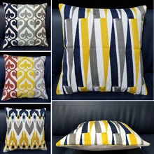 Luxury Hotel Geometric Pattern Colorful Embroidered Cushion Cover for Pillow Cushion Cotton Materials Without Pillow Inner chic quality polar bear pattern cotton and linen pillow case(without pillow inner)