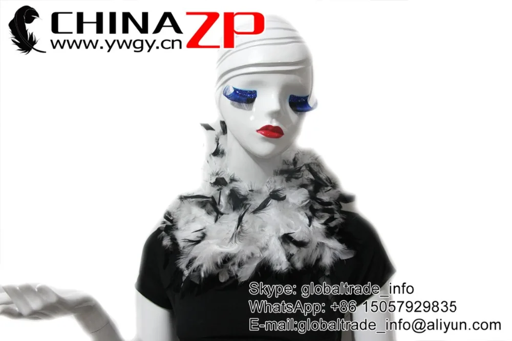23 white and blck tip wholesale 40g turkey feather boas (7)