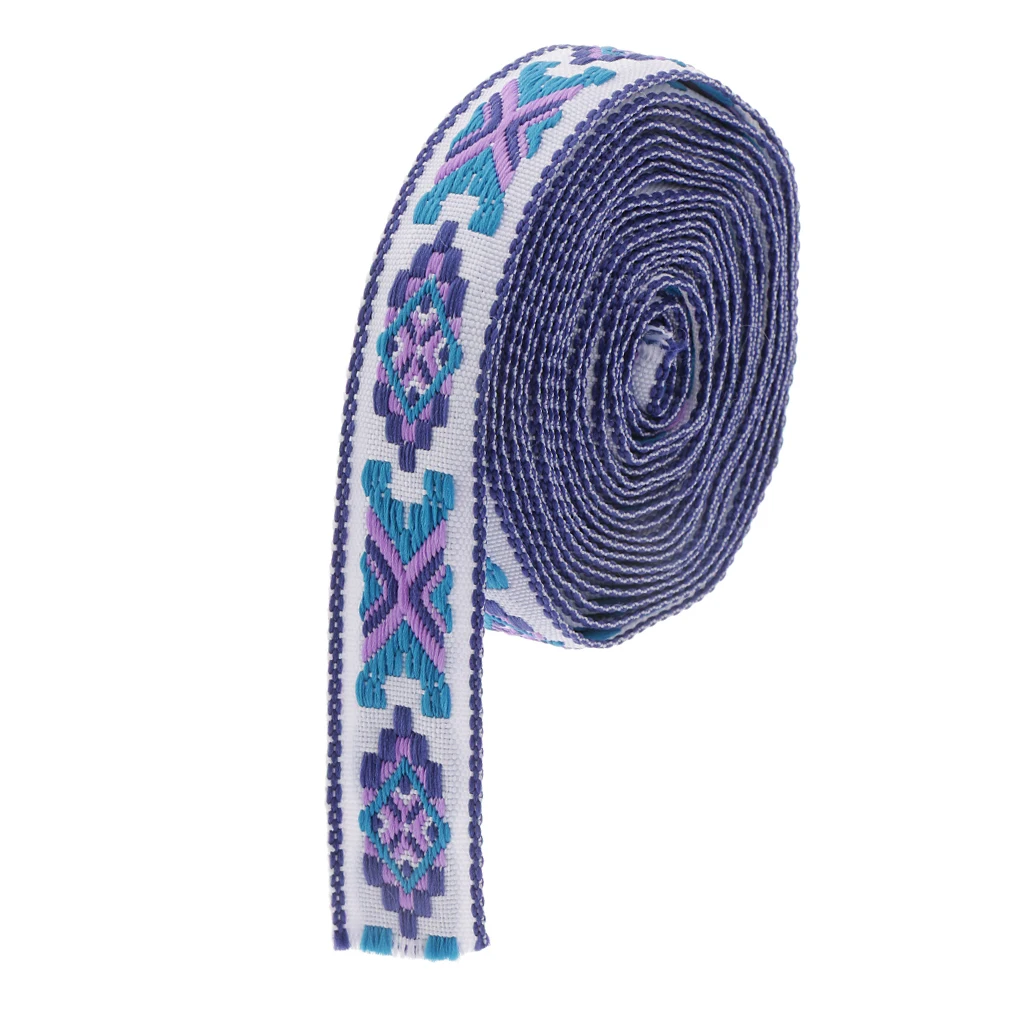 3yards 20mm Ethnic Style Jacquard Edging Trimmings Fabric Embroidered Applique Sewing Craft Dress Curtain Embellishment