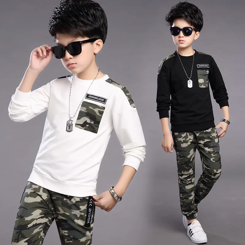 

Boys Tracksuit Spring Children Clothing Sets Cotton T-Shirt + Camouflage Pants 2 Pcs Sport Suit Boy Clothes Set Costumes