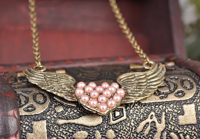 Новое поступление хит продаж ожерелье в форме крыльев сердца N22|necklace packaging|necklace