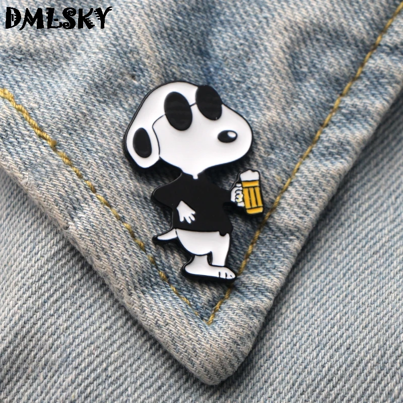 

DMLSKY Fashion Dogs Pet Enamel Pin Dog Brooch Cartoon Cute Brooches Badges for Clothing Badges Puppy Pins M3234