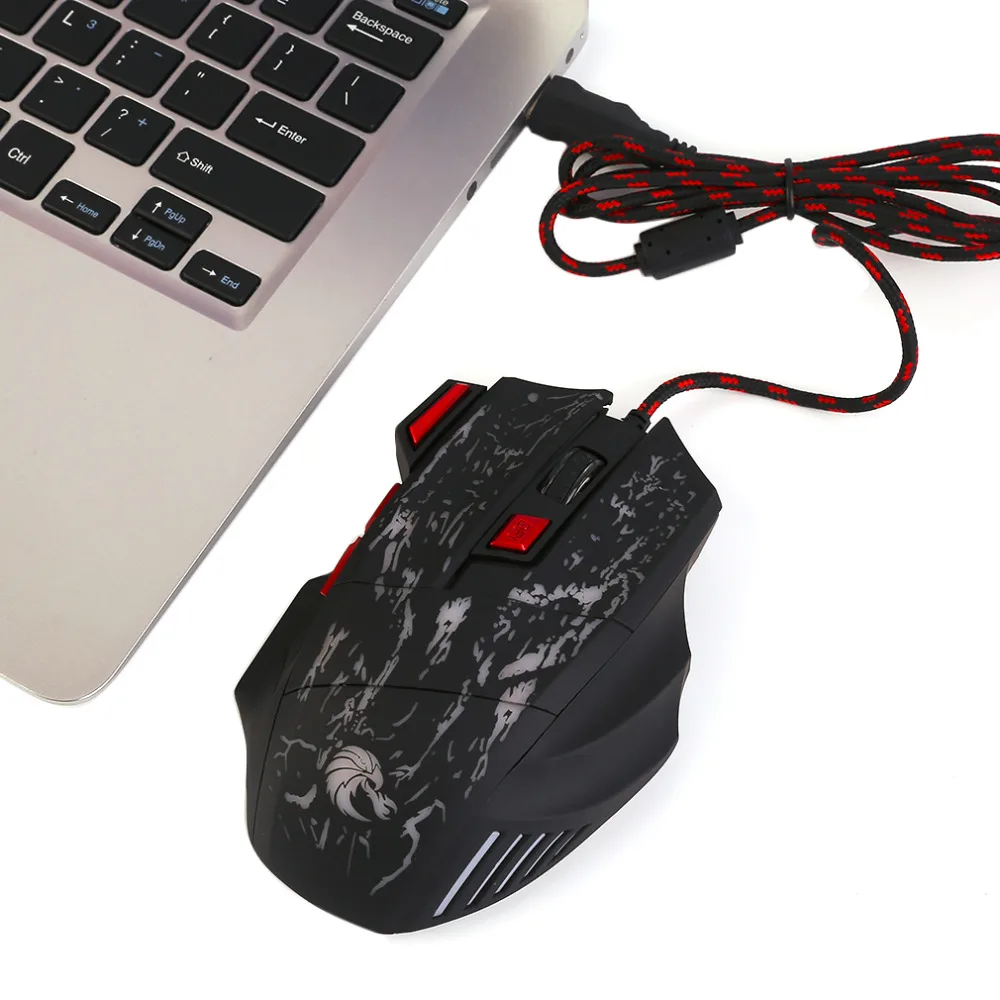 HXSJ H300 5500 Точек на дюйм 7 кнопок Проводная Мышь красочные трещина узор