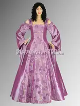 Custom Made 16/17th Century Renaissance or Medieval Style Dress Handmade from Embroidered Satin