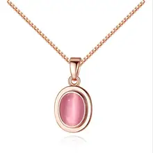TJP Fashion Crystal Pink Oval Pendants Necklace Jewelry Top Quality 925 Sterling Silver Choker Necklace For Women Christmas Gift stylish rhinestoned fake crystal oval necklace for women