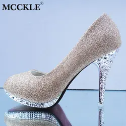Новинка; женские пикантные свадебные туфли-лодочки на высоком каблуке с кристаллами; женские блестящие туфли без застежки со стразами;