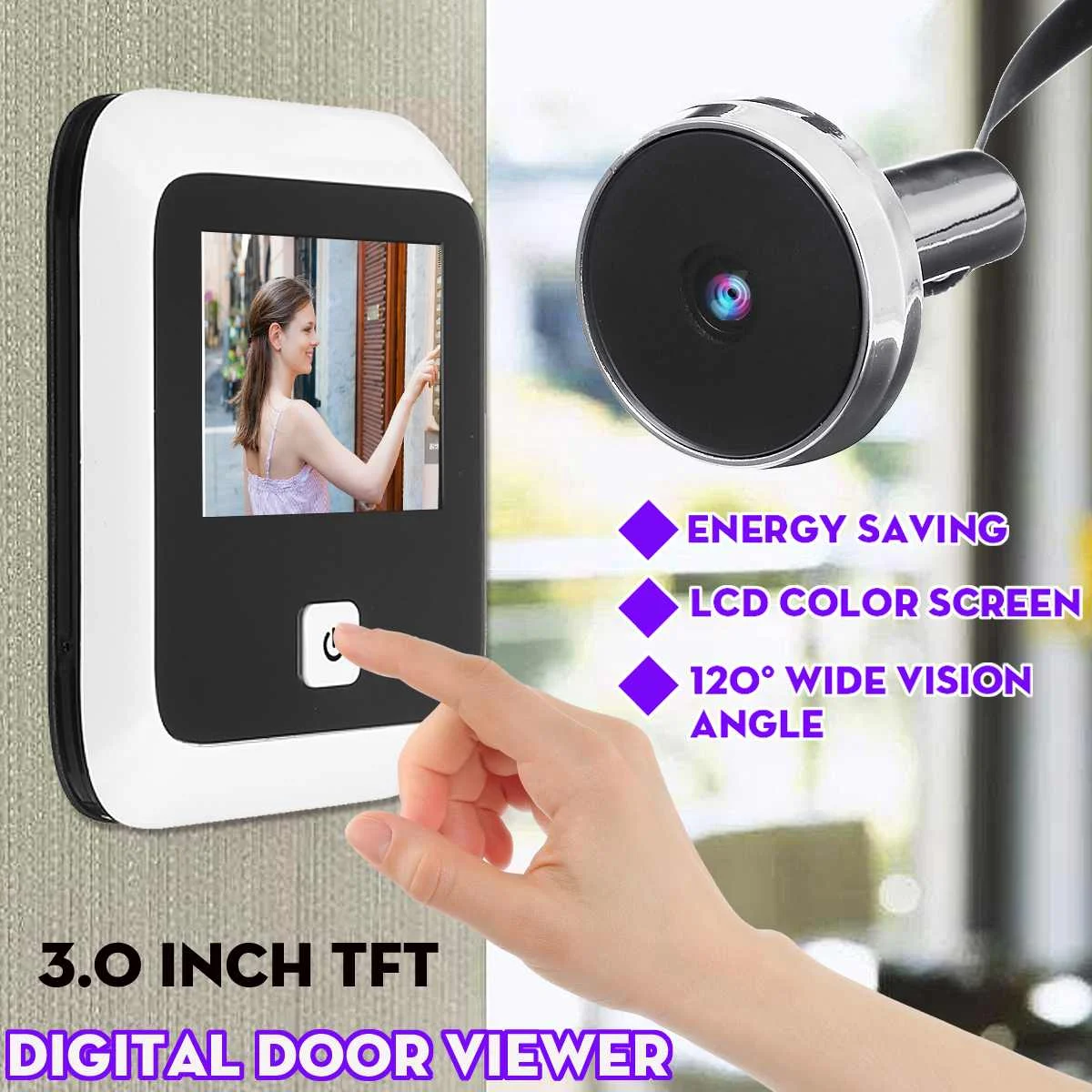 3.0 inch Digital Smart Visual Doorbell Home Wireless Security Door Visual Doorbell Peephole Viewer Door Eye