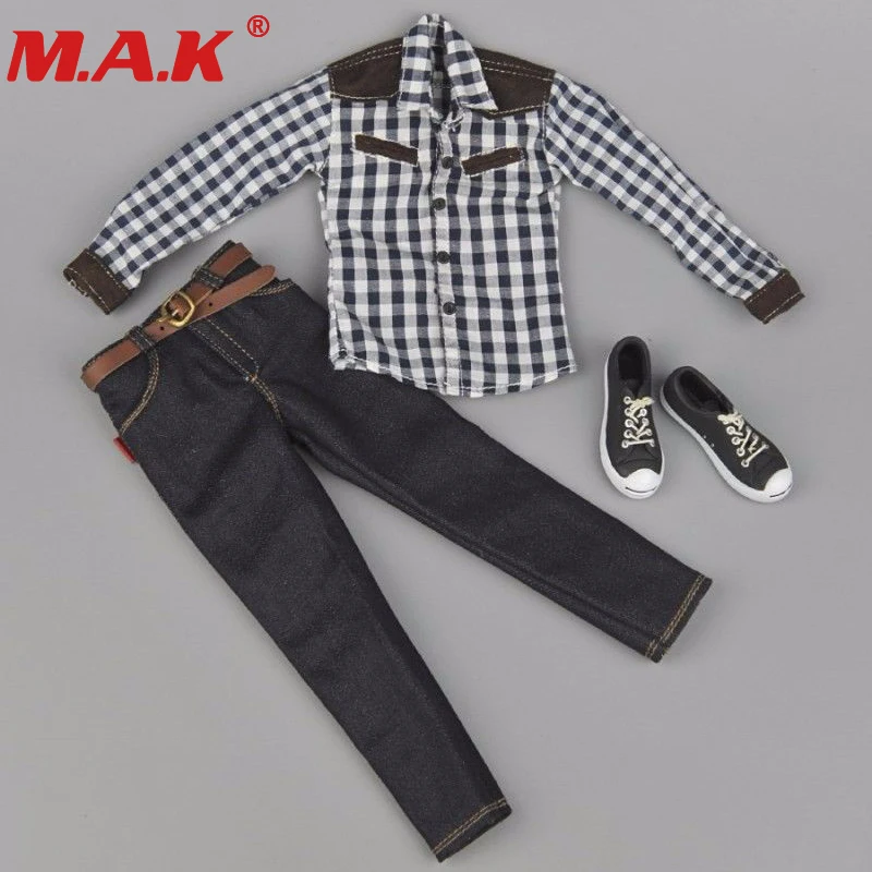 Black Shirt Jeans Sets 1//6 Scale Casual Suits Fit 12/" Male Action Figure Toys
