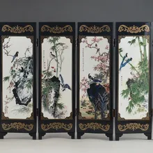 Китайская резьба по дереву, лаковая поверхность благоприятная птица каллиграфия и живопись, декоративные поделки