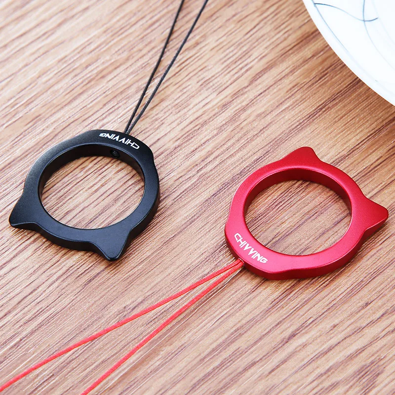 Aluminium alloy metal ring strap Portable super light weight mobile finger ring cute cat shap for girls