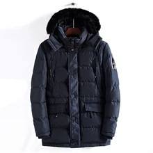 Толстая зимняя куртка мужская теплая Мужская парка с капюшоном меховой воротник ветрозащитная верхняя одежда мужские пальто хлопковые куртки парки оптом