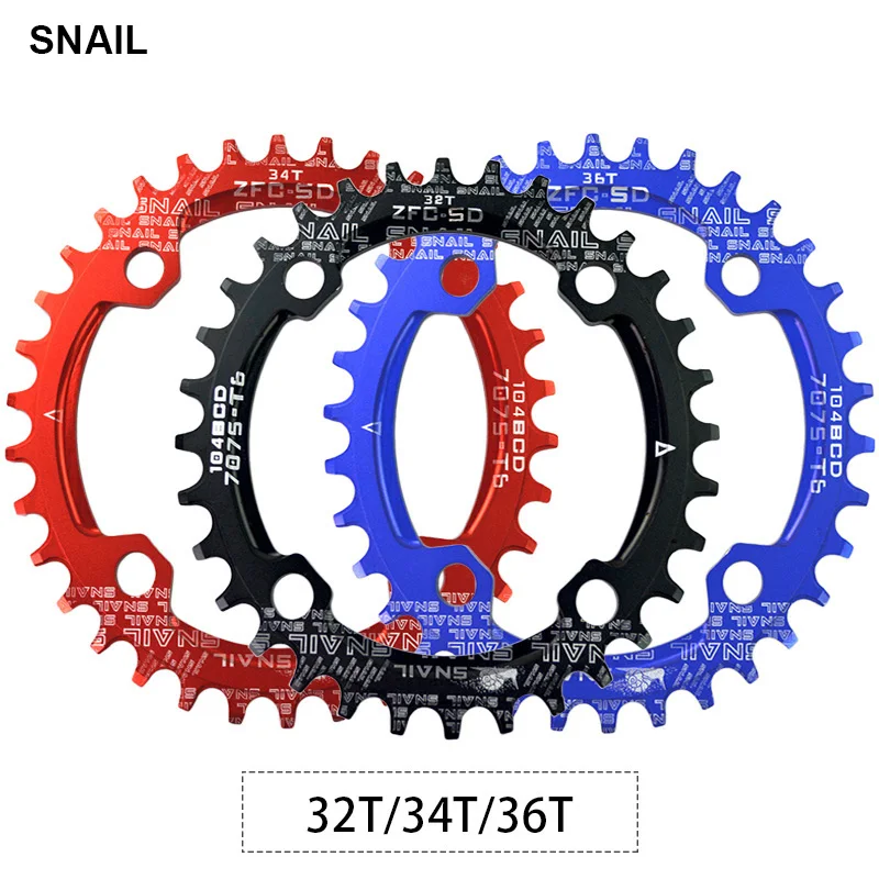 Улитка MTB овальная Звездочка 104BCD 32 T/34 T/36 T Chainwheel велосипед Сверхлегкий A7075 сплав горный велосипед коленчатый набор