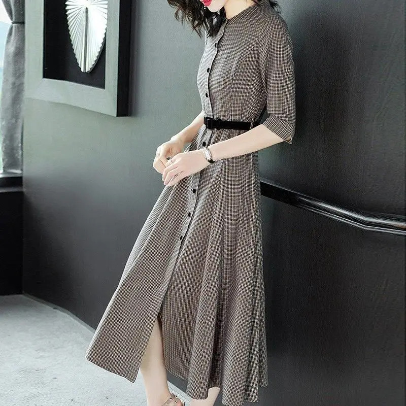 Модные новые весенне-осенние женские однобортные платья в винтажном стиле, элегантное приталенное платье в клетку, одежда Vestidos Y183