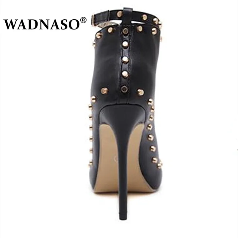 Beat Pu Talons Sexy Hauts Noir Chaussures Cm Pompes Sangle 12 Talon L'europe Femme Populaire Poissons Boucle Bouche À Street Défilé Wadnaso Rome Rivet aqzEx