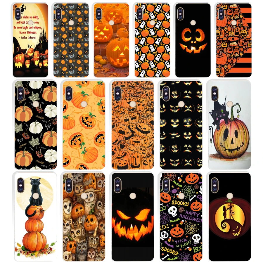 

137AQ Funny Halloween Pumpkin Black Cat Soft Silicone Tpu Cover phone Case for xiaomi redmi 6 pro note 6 pro 5 plus 4 4x mi 8