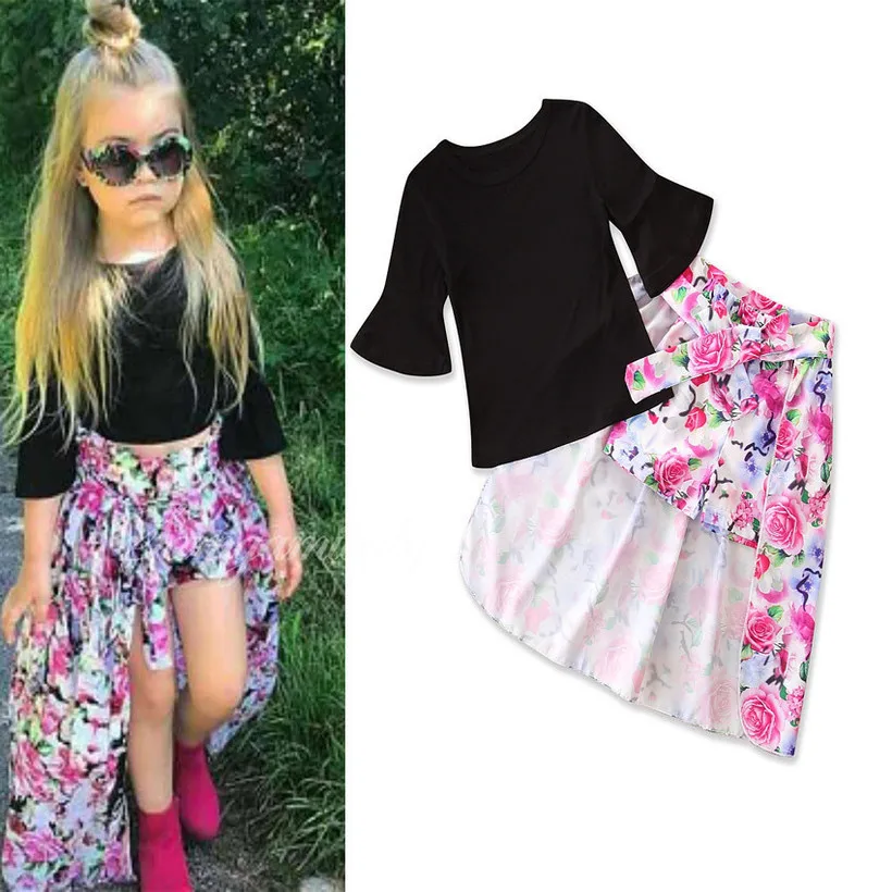 

Girls Clothing Sets 2018 New Summer 3 Piece T-shirt+shorts+skirt Vetement Enfant Fille Kids Clothes Sets Baby Girls Clothes
