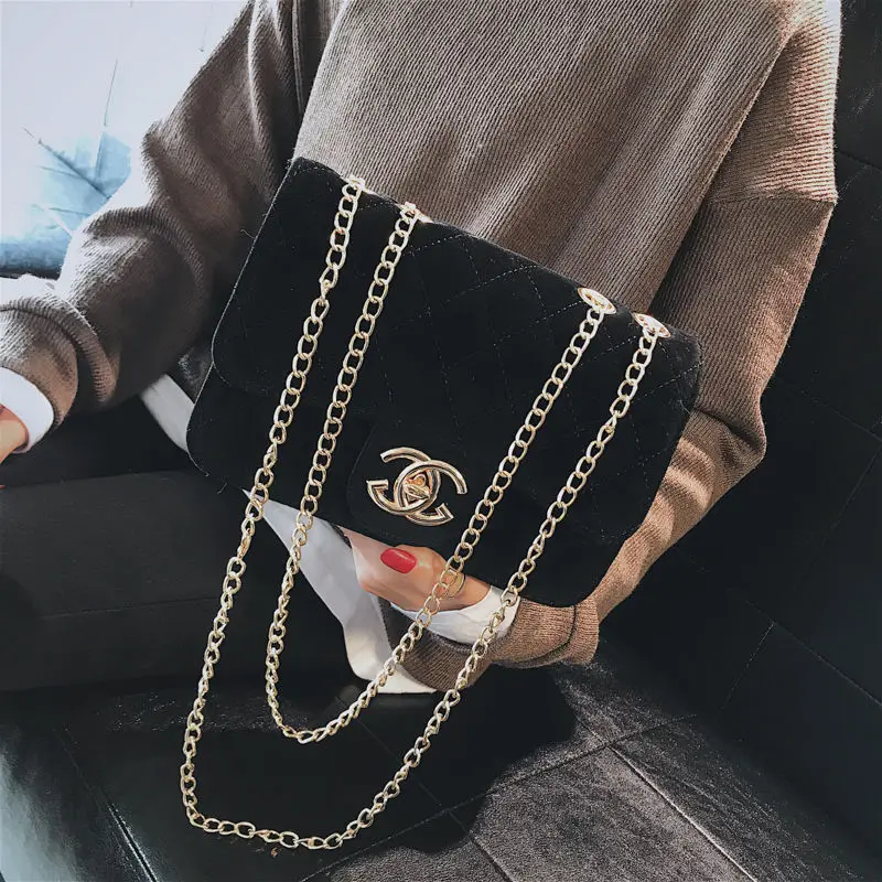 

Youbroer Velvet Bag New Style Cross Body Bag with Single Shoulder and Diamond Chain Bags Womens Handbags and Purses